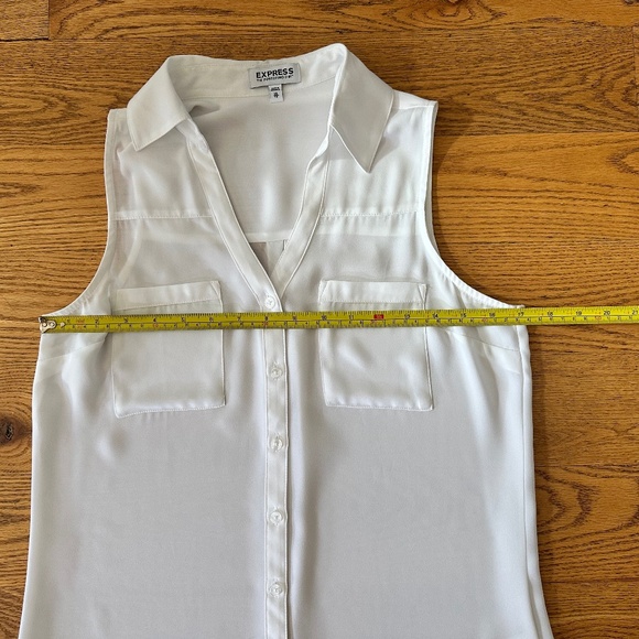 EXPRESS Portofino Sleeveless Button Down Blouse Shirt in White (Size XS) - Picture 3 of 6